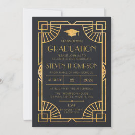 Vintage Art Deco Graduation Invitation Einladung