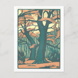 Vintage Art Deco Herbst/Herbst Bäume Postkarte