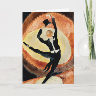 Vintage Art Deco Herren Tänzer Zylinder 1920er Jah Feiertagskarte