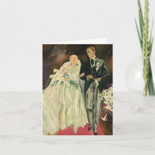 Vintage-Art-Deco-Hochzeit Braut und Bräutigam Fris Dankeskarte