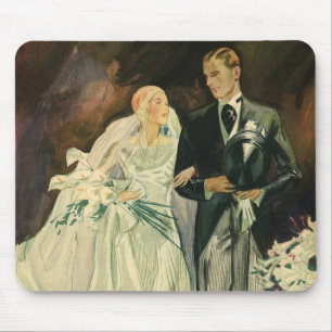 Vintage Art Deco Hochzeit Braut und Bräutigam Fris Mousepad