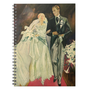 Vintage-Art-Deco-Hochzeit Braut und Bräutigam Fris Notizblock