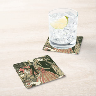 Vintage-Art-Déco-Hochzeit, erste Tanz der Frischve Rechteckiger Pappuntersetzer