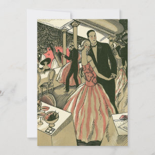 Vintage-Art-Deco-Hochzeit, Erster Tanz der Neuverm Einladung