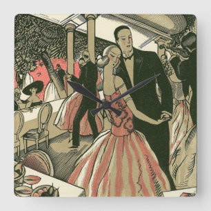 Vintage-Art-Déco-Hochzeit, Ersttanz der Frischverm Quadratische Wanduhr
