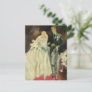 Vintage-Art-Déco-Hochzeit Frischvermählte Save-the Ankündigungspostkarte