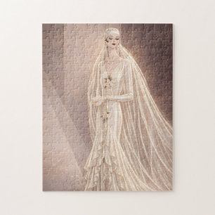 Vintage-Art-Deco-Hochzeitsmode-Illustration Puzzle