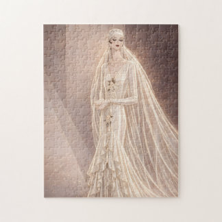 Vintage-Art-Deco-Hochzeitsmode-Illustration Puzzle
