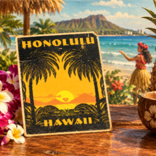 Vintage Art Deco Honolulu, Hawaii Tourismus Reise Postkarte