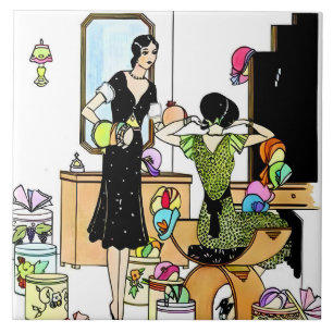 Vintage-Art-Déco-Hutladen-Illustration aus den 192 Fliese
