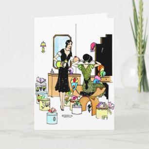 Vintage-Art-Déco-Hutladen-Illustration aus den 192 Karte