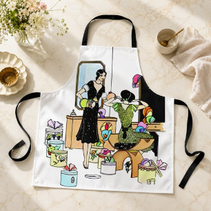 Vintage-Art-Déco-Hutladen-Illustration aus den 192 Schürze