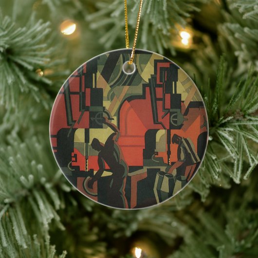 Vintage Art Deco Industrie Keramikornament (Baum)