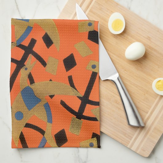 Vintage Art Deco Jazz Geschirrtuch (Viertel Falte)