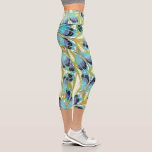 Vintage Art Deco Jazz Pochoir Garten Insekten Käfe Capri Leggings