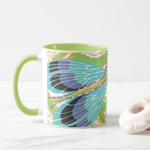 Vintage Art Deco Jazz Pochoir Garten Insekten Tasse