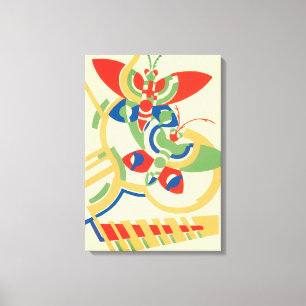 Vintage Art Deco Jazz Pochoir-Garten Schmetterling Leinwanddruck