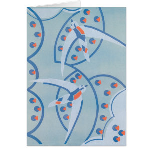 Vintage Art Deco Jazz Pochoir Vögel Tiermuster