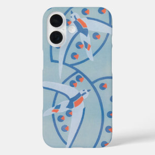 Vintage Art Deco Jazz Pochoir Vögel Tiermuster iPhone 16 Hülle