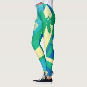 Vintage Art Deco Jazz Schablonen Garten Schmetterl Leggings