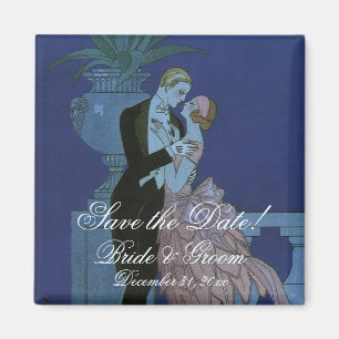 Vintage Art Deco Jungvermählte, Oui von George Bar Magnet