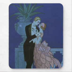 Vintage Art Deco Jungvermählte, Oui von George Bar Mousepad