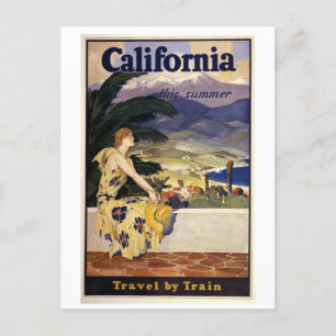 Vintage-Art-Deco-Kalifornien-Reisepostkarte Postkarte