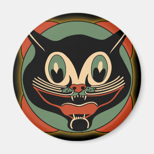 Vintage Art Deco Katzen Halloween Magnet