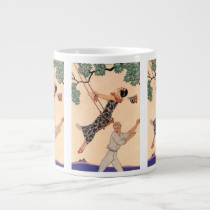 Vintage Art Deco Liebe, Die Schaukel von George Ba Jumbo-Tasse