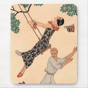 Vintage Art Deco Liebe, Die Schaukel von George Ba Mousepad