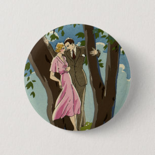 Vintage Art Deco Liebe und Romantik Frischvermählt Button