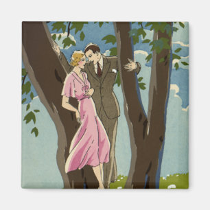 Vintage Art Deco Liebe und Romantik Frischvermählt Magnet