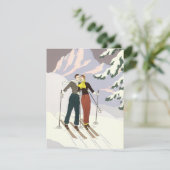 Vintage Art Deco Liebe und Romantik Skifahren Ankündigung (Stehend Vorderseite)