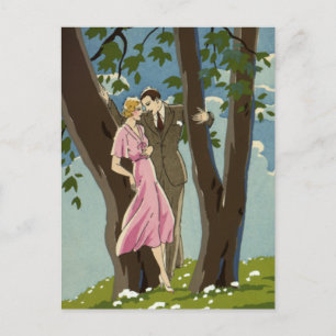 Vintage Art Deco Liebe und Romantik, Termin vormer Ankündigungspostkarte