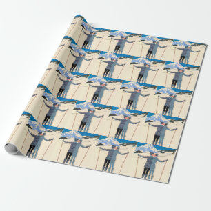Vintage Art Deco, Liebende im Schnee von George Ba Geschenkpapier