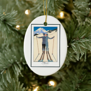 Vintage Art Deco, Liebende im Schnee von George Ba Keramikornament