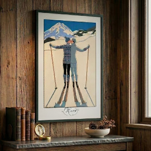 Vintage Art Deco, Liebende im Schnee von George Ba Poster