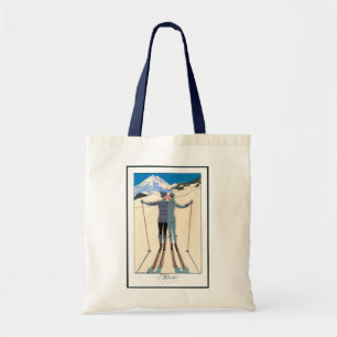 Vintage Art Deco, Liebende im Schnee von George Ba Tragetasche
