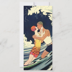 Vintage-Art Deco - Liebende küssen sich in den Wel