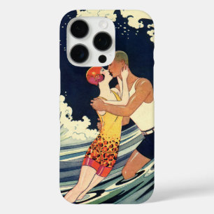 Vintage-Art Deco - Liebende küssen sich in den Wel iPhone 16 Pro Hülle