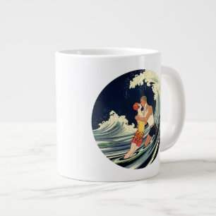 Vintage Art Deco Liebhaber des Kusses in den Welle Jumbo-Tasse