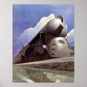 Vintage Art Deco Lokomotive Poster
