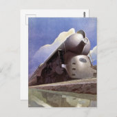 Vintage Art Deco Lokomotive Postkarte (Vorne/Hinten)