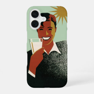 Vintage Art Deco Mann, kalte Getränke im Sommer iPhone 16 Hülle