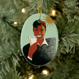 Vintage Art Deco Mann, kalte Getränke im Sommer Keramik Ornament