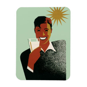 Vintage Art Deco Mann, kalte Getränke im Sommer Magnet