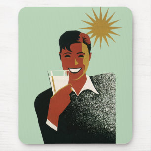 Vintage Art Deco Mann, kalte Getränke im Sommer Mousepad