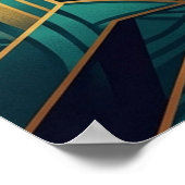 Vintage Art Deco Microphone Music Gold & Teal Poster (Ecke)