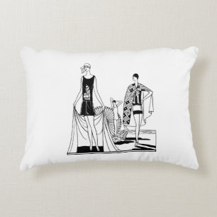 Vintage Art Deco Mode Damen am Strand Dekokissen