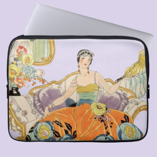Vintage-Art-Déco-Modeillustration Elegant  Laptopschutzhülle